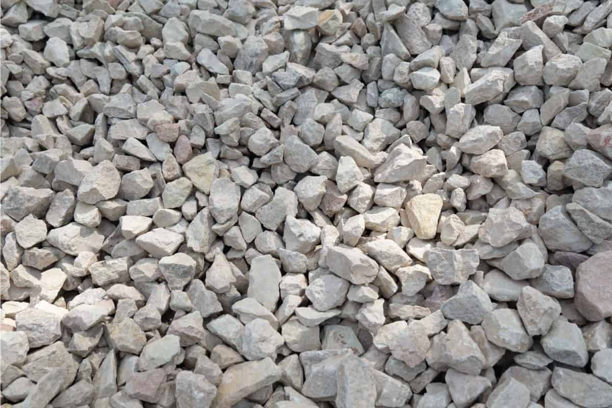 Crushed stone for road construction, close-up, texture
