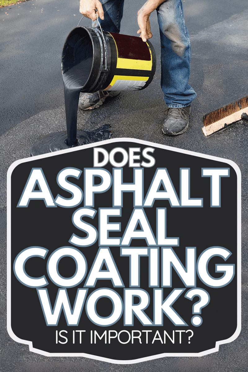 Homeowner pours blacktop sealant onto driveway, Does Asphalt Seal Coating Work? [Is It Important?]
