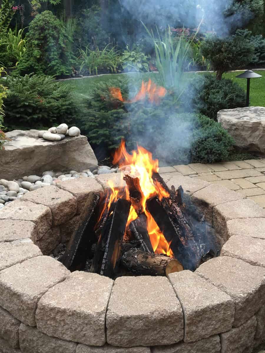 Fire pit with wood burning