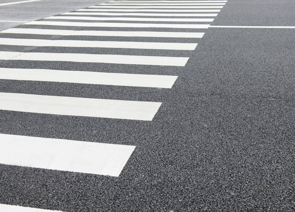 Pedestrian crossing on the road, Zebra traffic walk way.