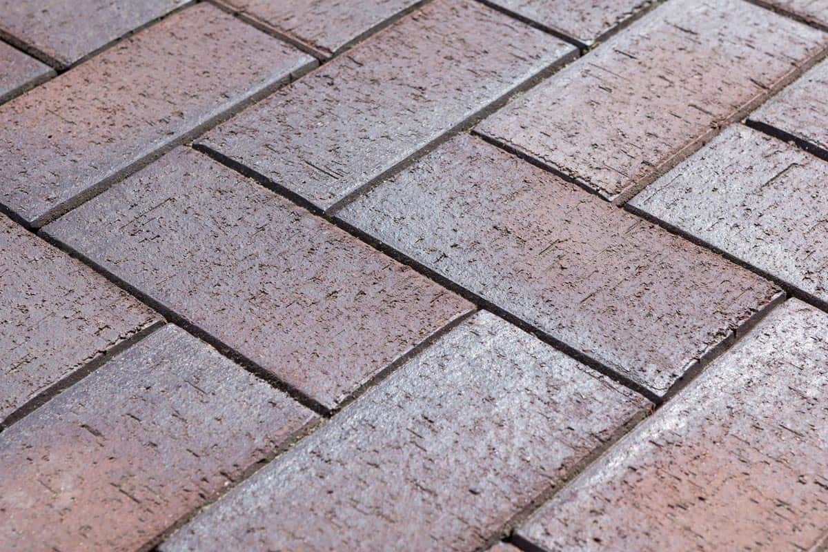 A rustic red brick pattern for patio, How To Remove Fertilizer Stains From Pavers