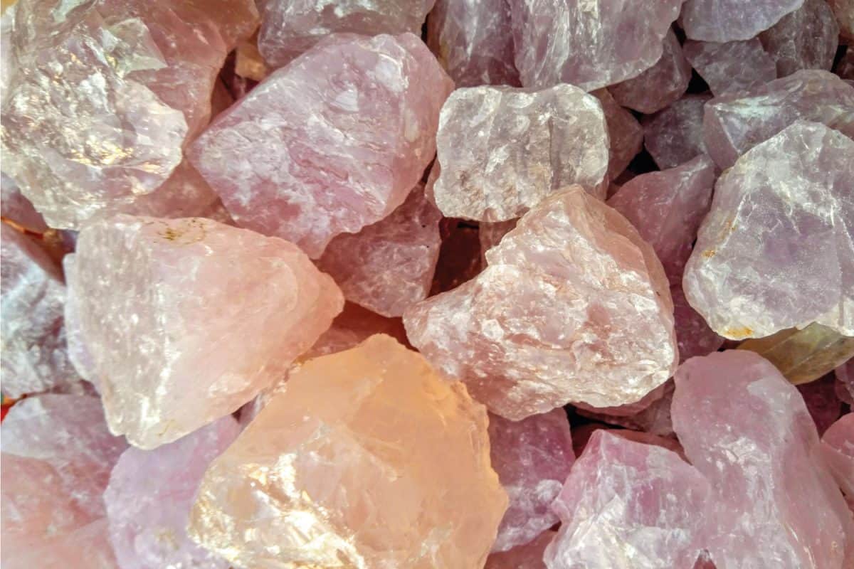 pink quartz close up photo, different shades of pink