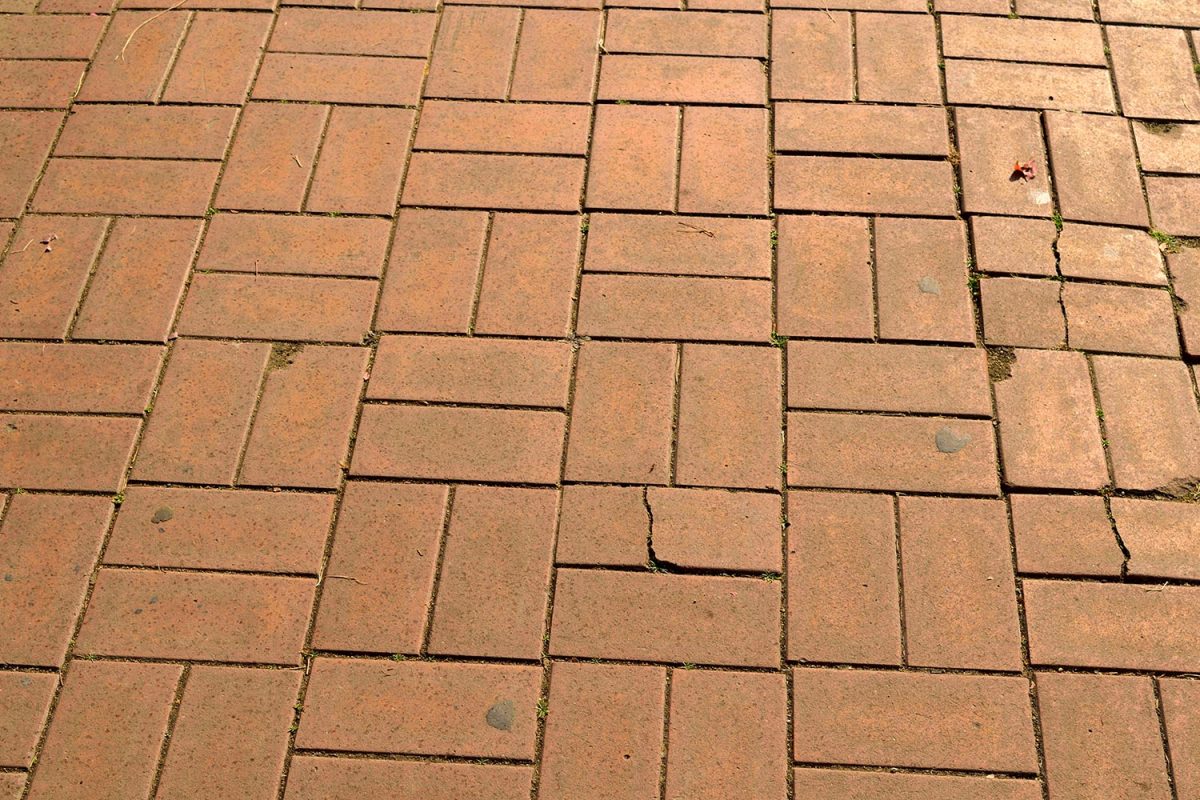 An angled sidewalk paving block
