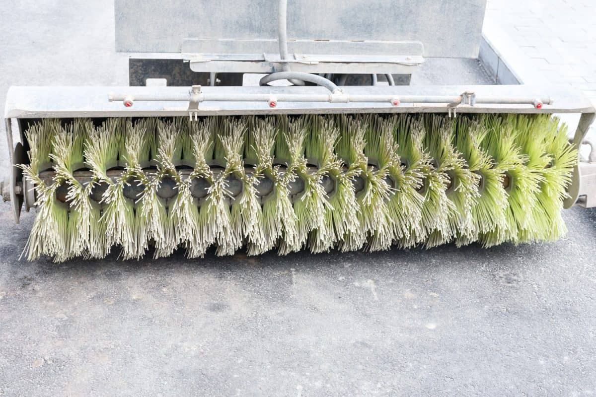 Brush sweepers. Yellow-green bristles on the hard brush. Cleaning equipment