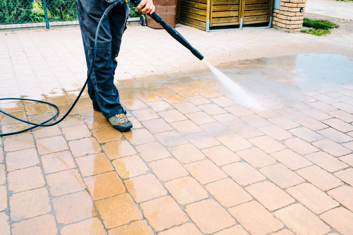 Cleaning maintenance on pavers or pathway or driveway