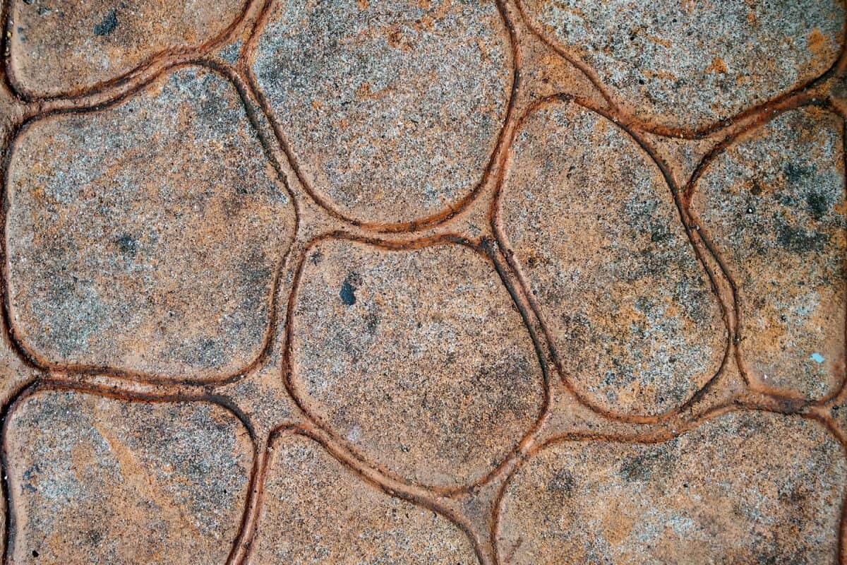 Colored garden patio pavers with round pattern