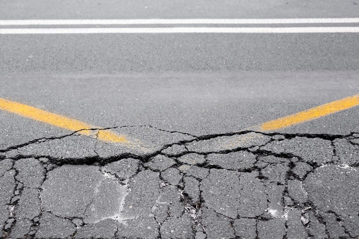 Cracked asphalt road 