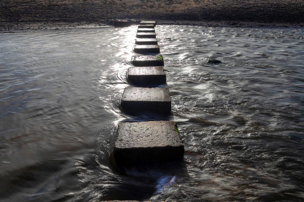 Equal spaces between the stepping stone