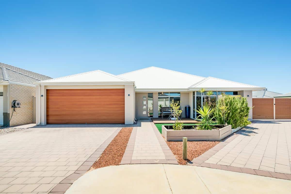 Front elevation of a modern Australian home in suburban area