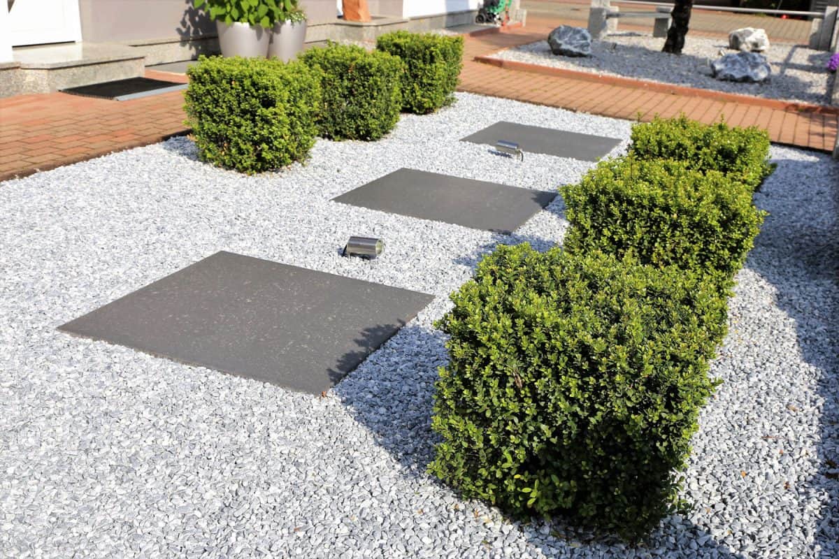 Gorgeous square inspired garden pavers, plants and sidewalks