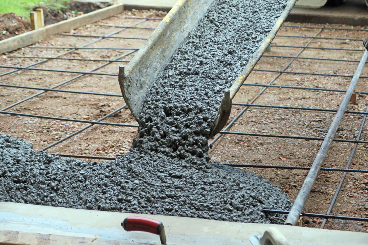 Make a concrete driveway- fresh cement from truck

