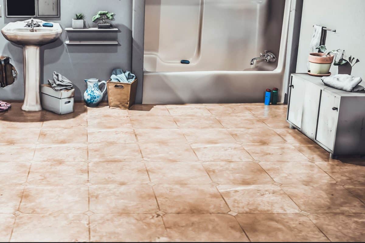 Messy Bathroom and it's tidy porcelain floor, Do Porcelain Pavers Stain How To Clean Outdoor Porcelain TIles