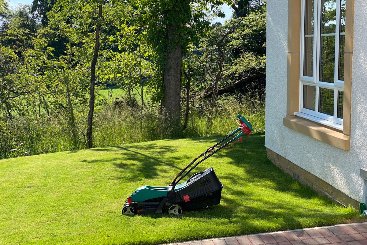 Moving strips width of a lawn mower scaled
