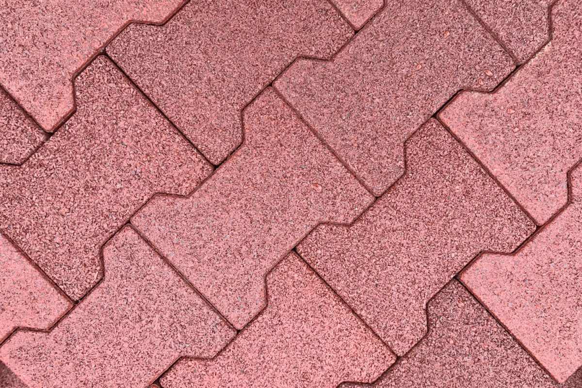 Red textured rubber pavers