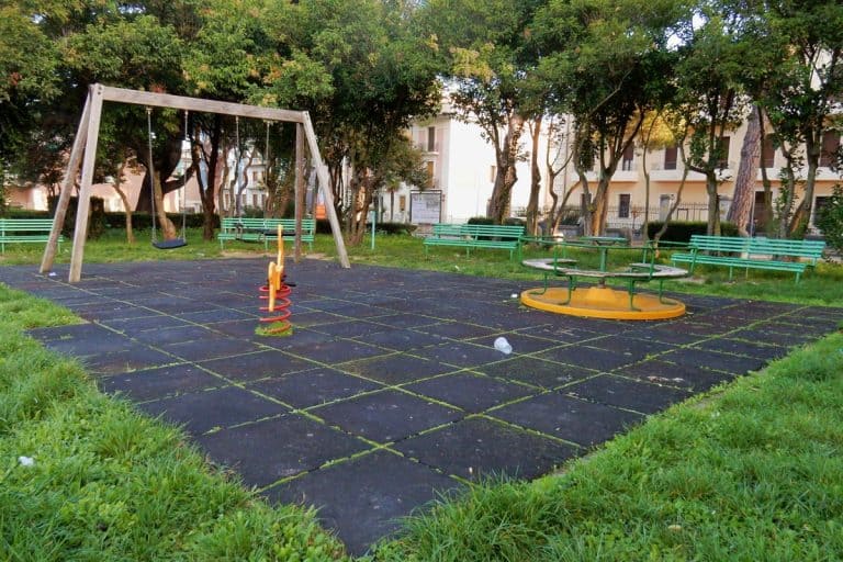 A small space of public gardens for children, Can You Put Rubber Pavers On Grass? [And What To Put Underneath]